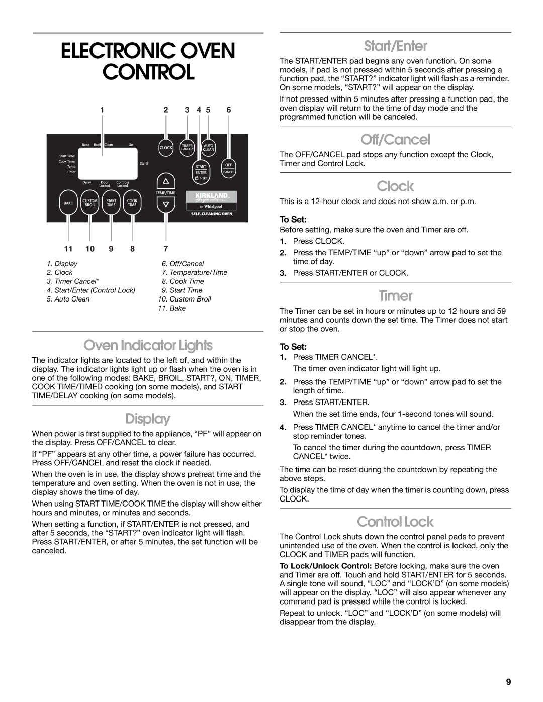 Whirlpool SES380MS0 manual Electronic Oven Control 