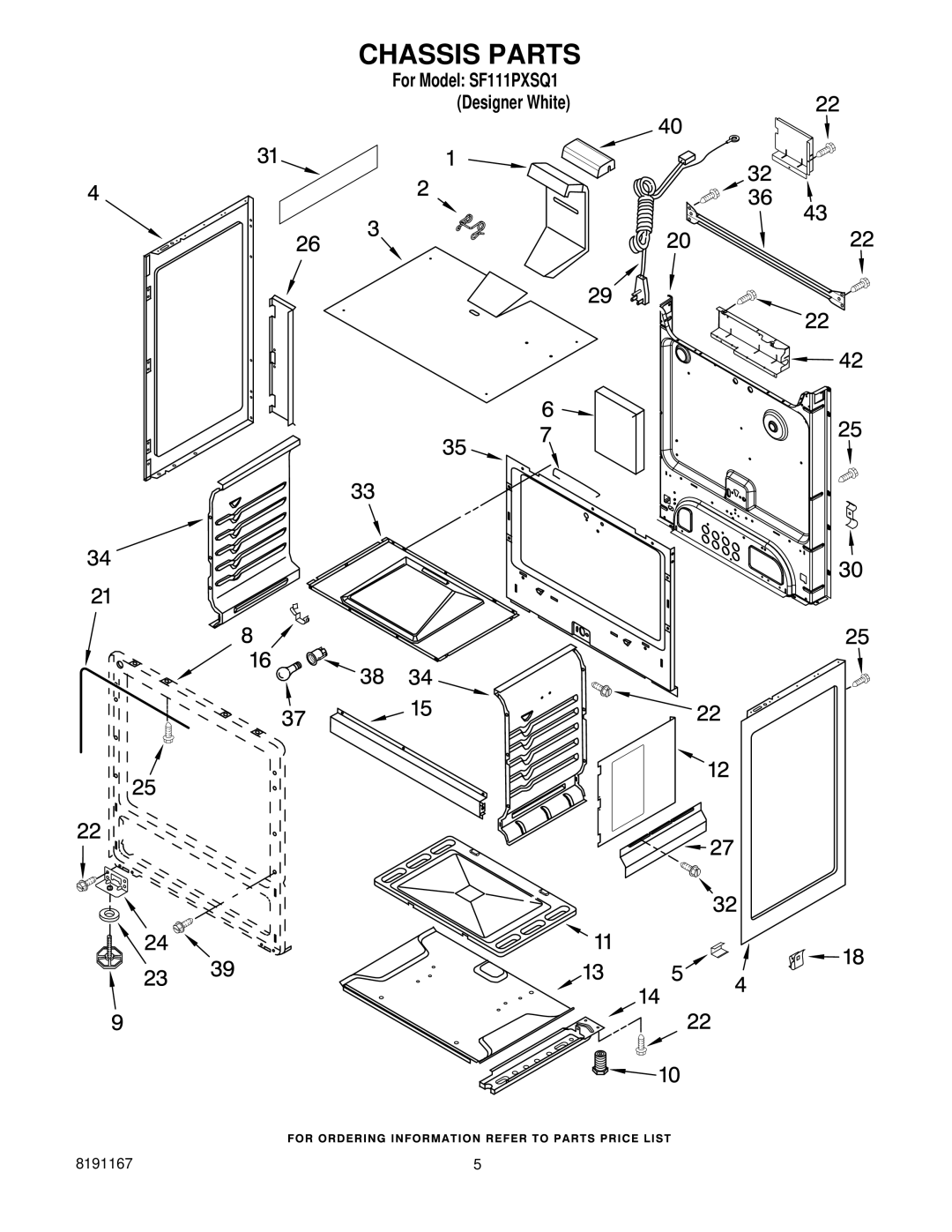 Whirlpool SF111PXSQ1 manual Chassis Parts 