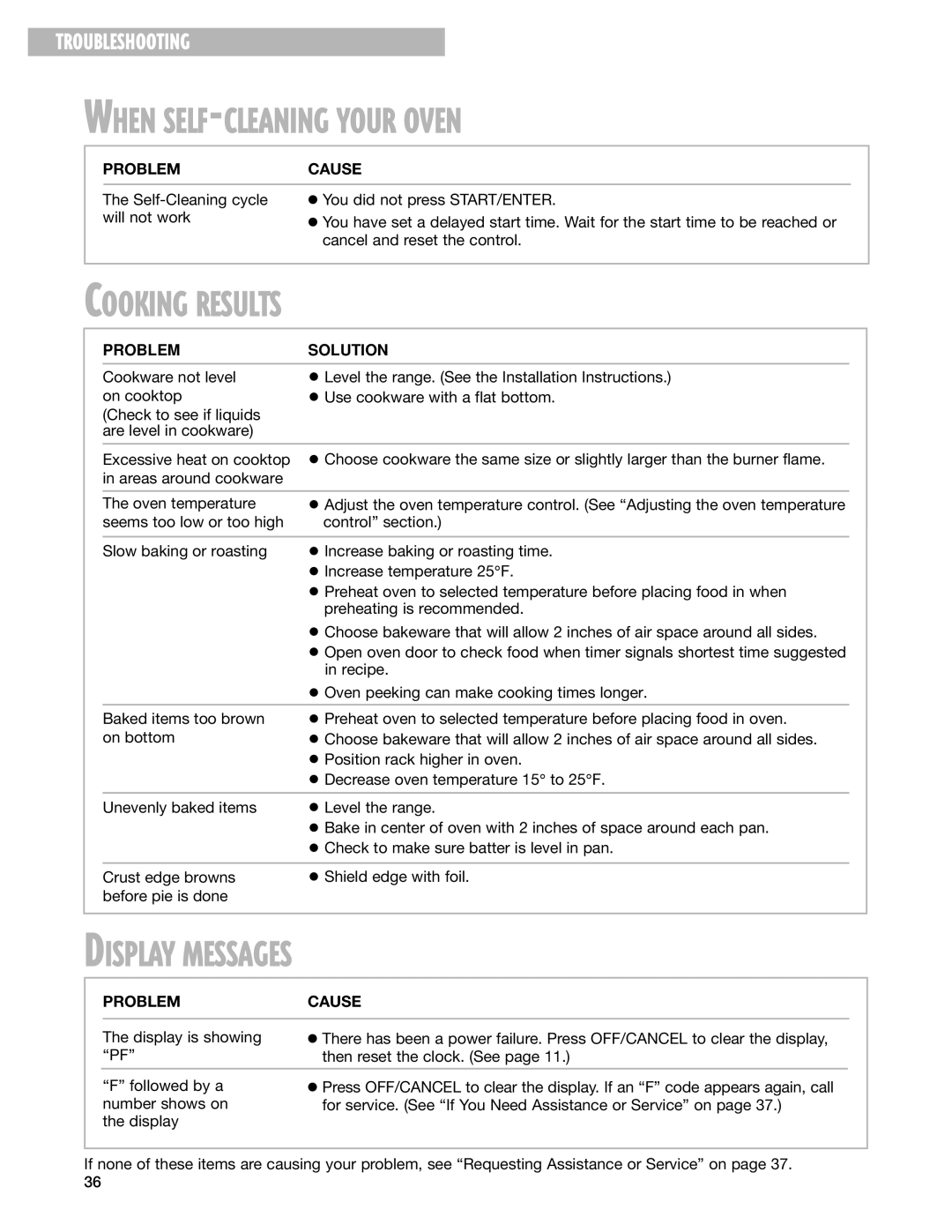 Whirlpool SF195LEH warranty When SELF-CLEANING Your Oven, Cooking Results 