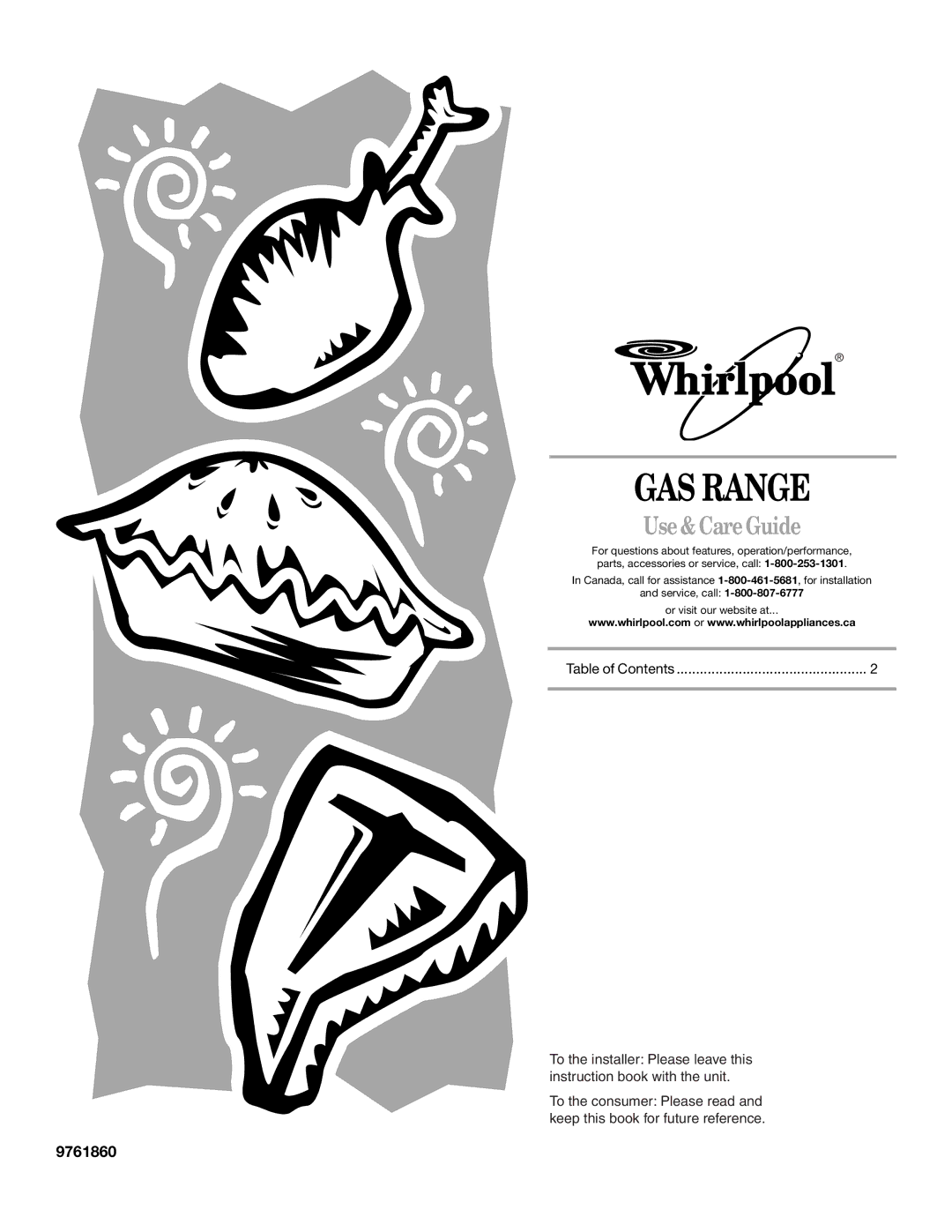 Whirlpool SF196LEPB1 manual GAS Range, 9761860 