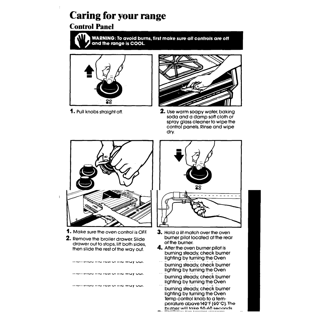 Whirlpool SF3000ER, SF3000SR manual Caring for your range, Control Panel 