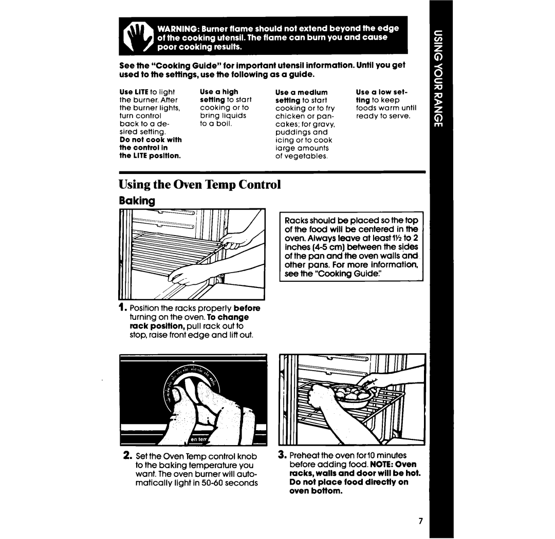 Whirlpool SF3000SR, SF3000ER manual Using the Oven Temp Control, Ba kina 