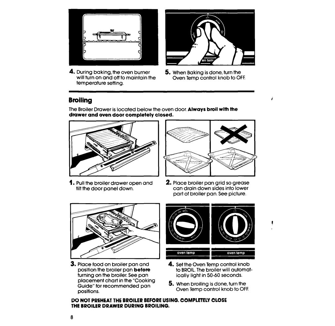 Whirlpool SF3000ER, SF3000SR manual Broiling 