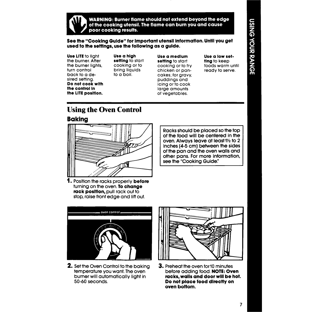 Whirlpool SF3004SR manual Using the Oven Control, Baking 