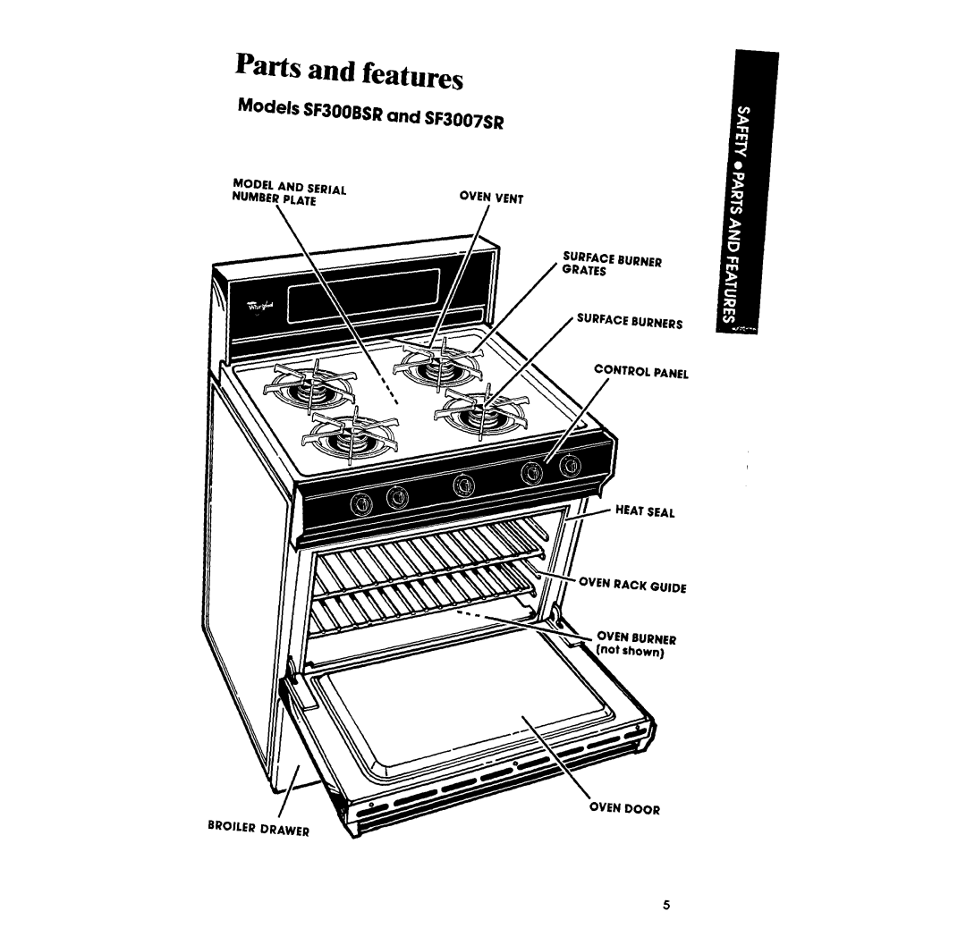 Whirlpool manual Models SF300BSR and SF3007SR 