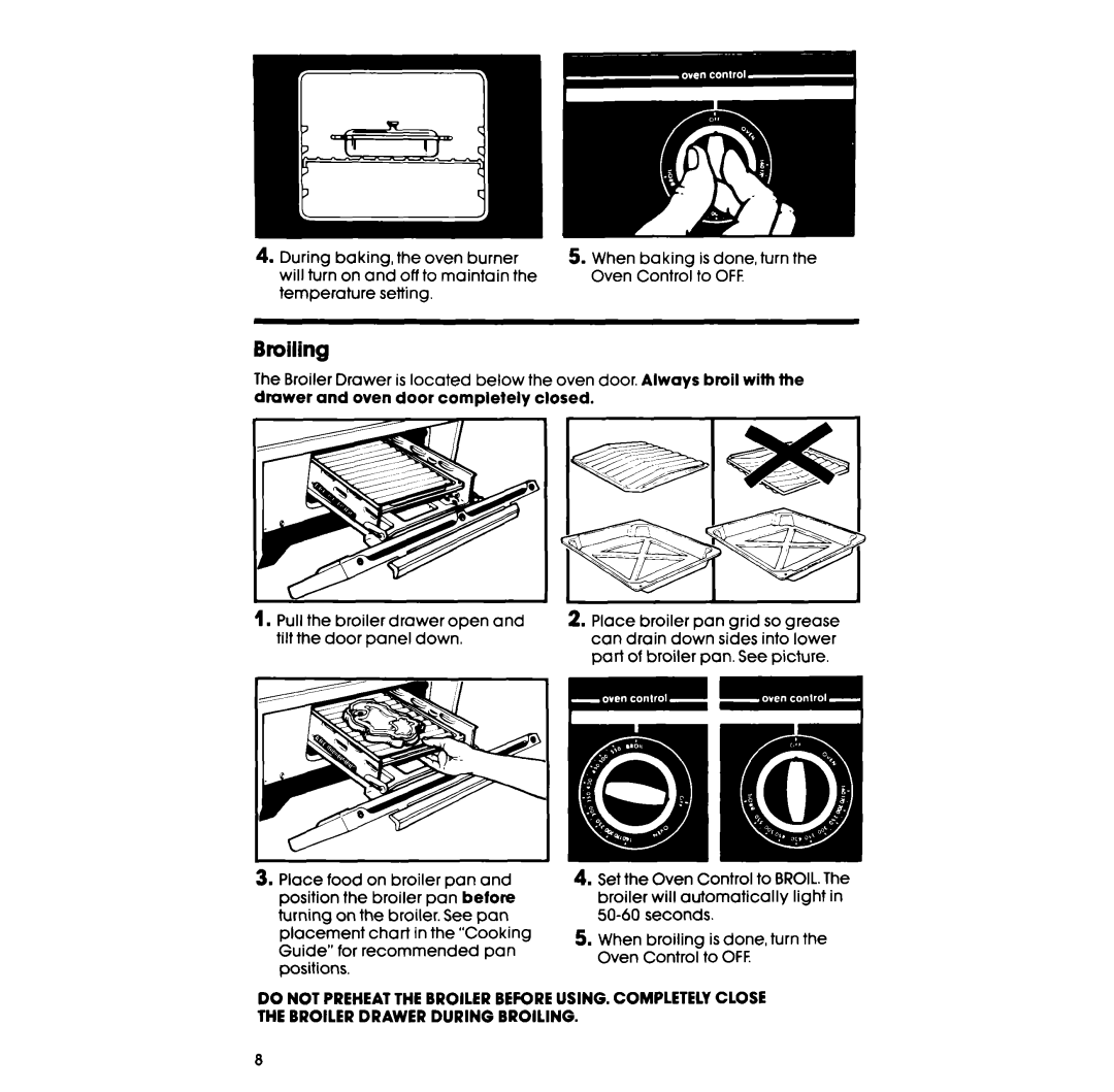 Whirlpool SF300BSR, SF3007SR manual Broiling 