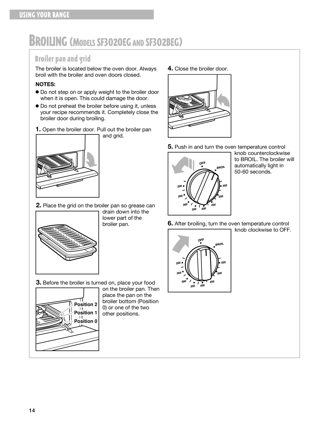 Whirlpool SF306PEG, SF3020EG, SF302BEG, SF303PEG warranty Models SF3O2OEG and SF3O2BEG 