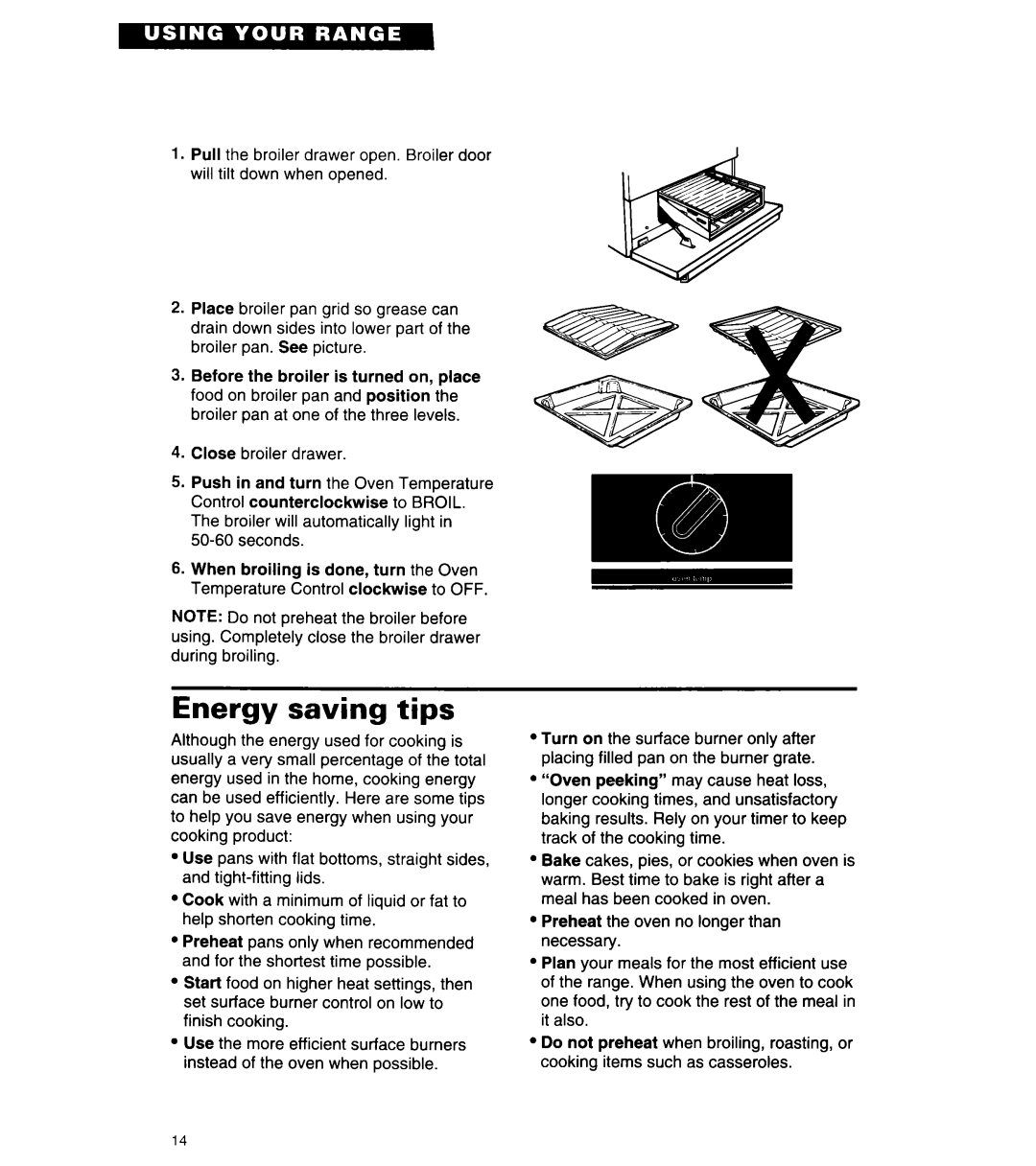Whirlpool SF3020SW/EW, SF305BSW/EW manual Energy saving tips 