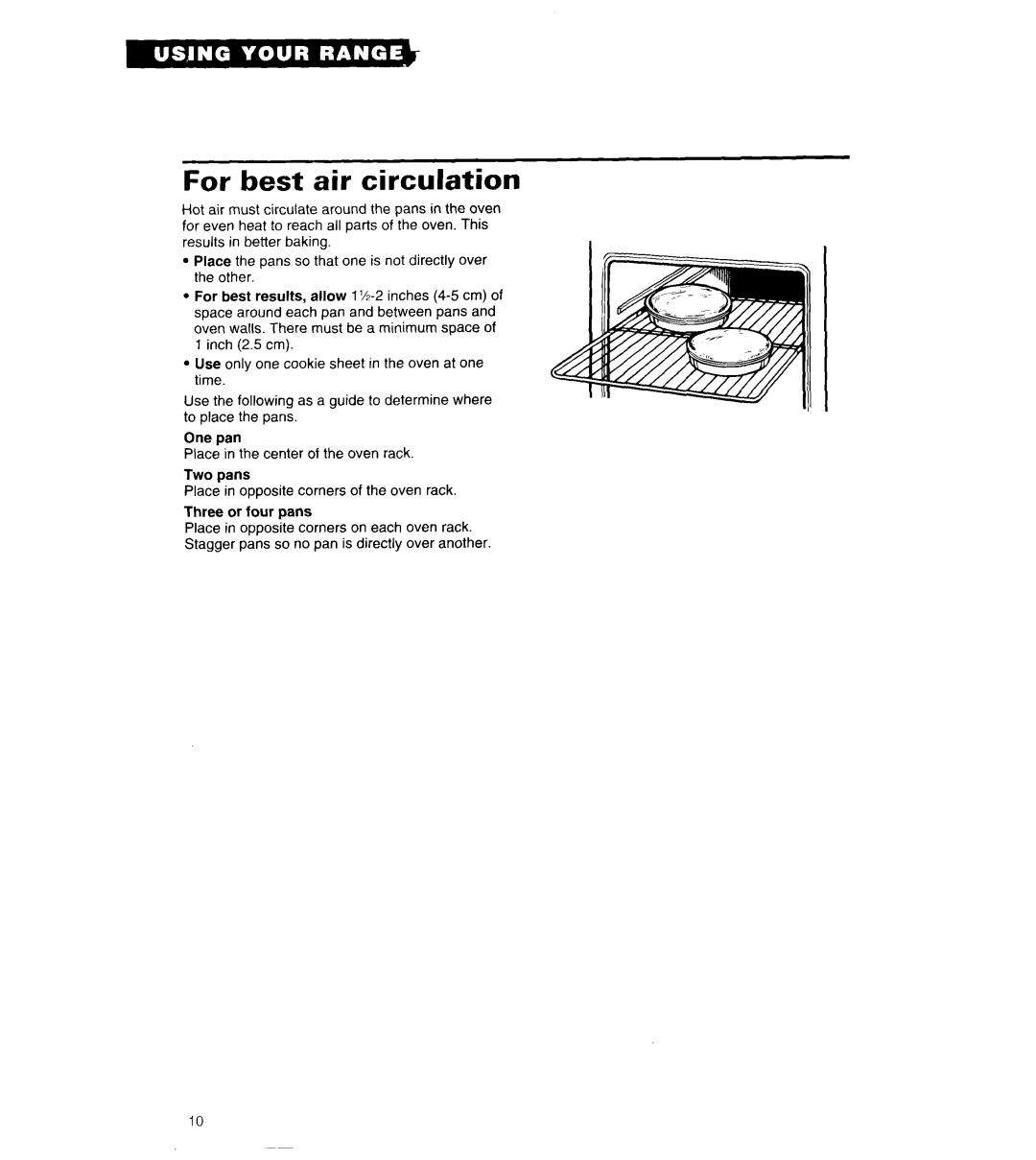 Whirlpool SF302BSA, SF3000EY, SF302BEA, SF3000SY, SF302PSY manual For best air circulation 