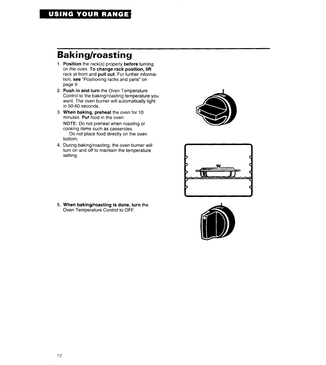 Whirlpool SF302BEA, SF302BSA, SF3000EY, SF3000SY, SF302PSY manual Baking/roasting 