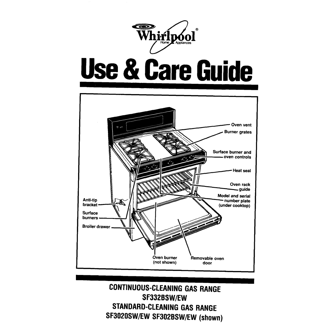 Whirlpool SF302BEW, SF3020SW, SF3020EW, SF332BEW, SF332BSW manual Use& &ii Guide, SF302OSW/EWSF302BSW/EWshown 