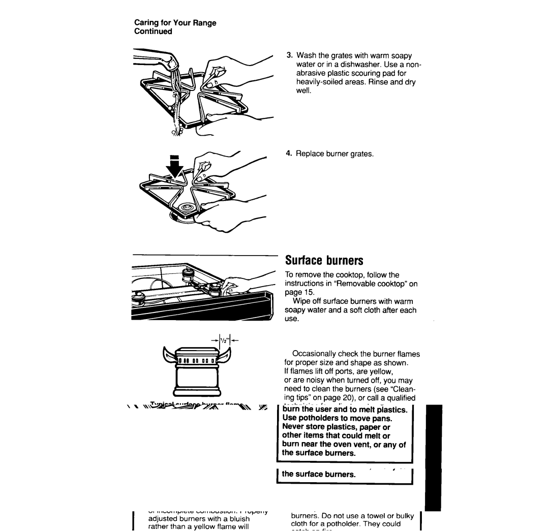 Whirlpool SF3020SW, SF302BSW, SF302BEW, SF3020EW manual To remove the cooktop, follow, Use, For proper size and shape as shown 