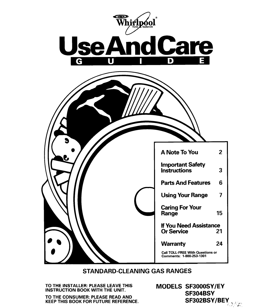 Whirlpool SF3000SY/EY, SF302BSY/BEY, SF304BSY important safety instructions Standard-Cleaning 