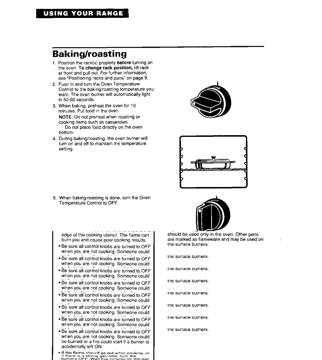 Whirlpool SF302BSY/BEY, SF3000SY/EY, SF304BSY important safety instructions Baking/roasting 