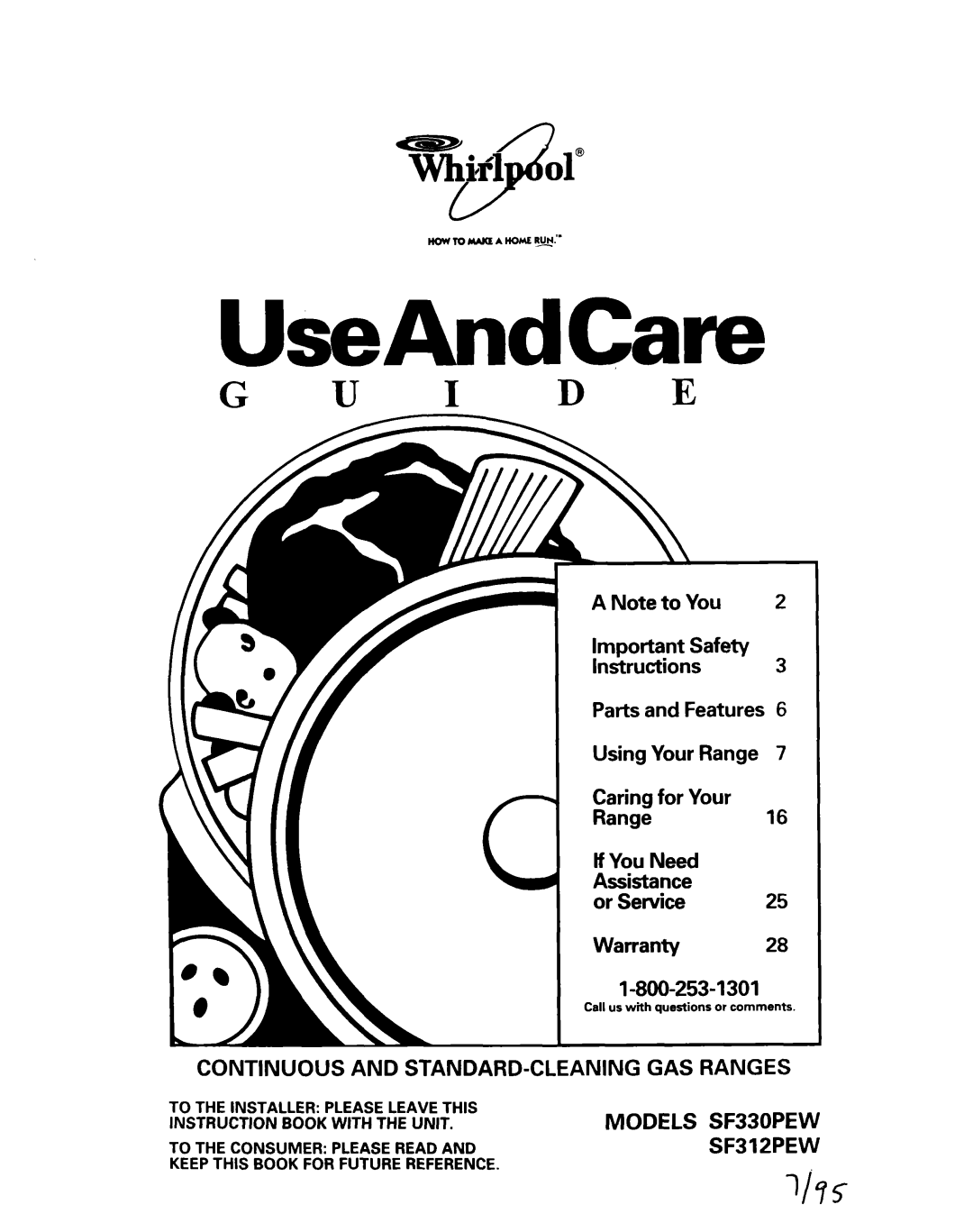 Whirlpool SF312PEW important safety instructions Instructions, Your, For 