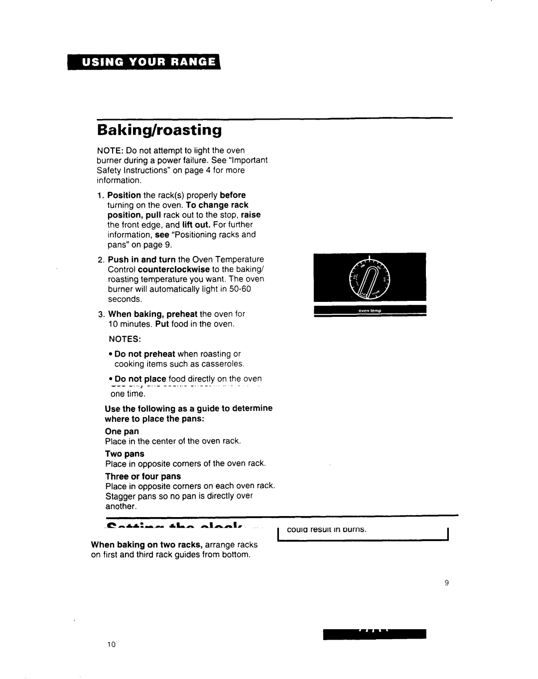 Whirlpool SF312PEW important safety instructions Baking/roasting 