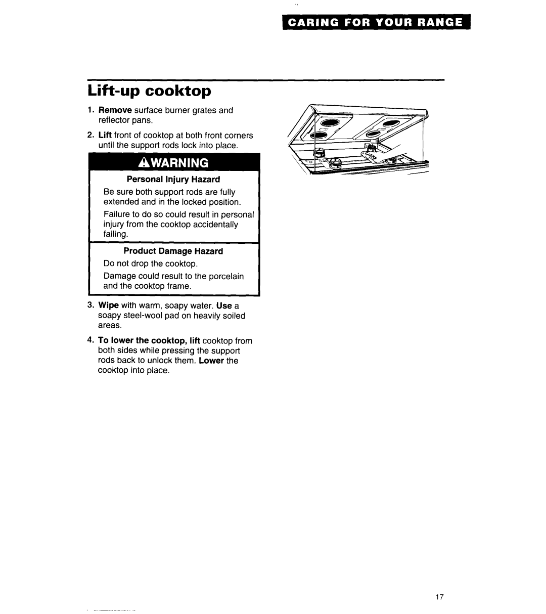 Whirlpool SF314PEA manual Lift-upcooktop 