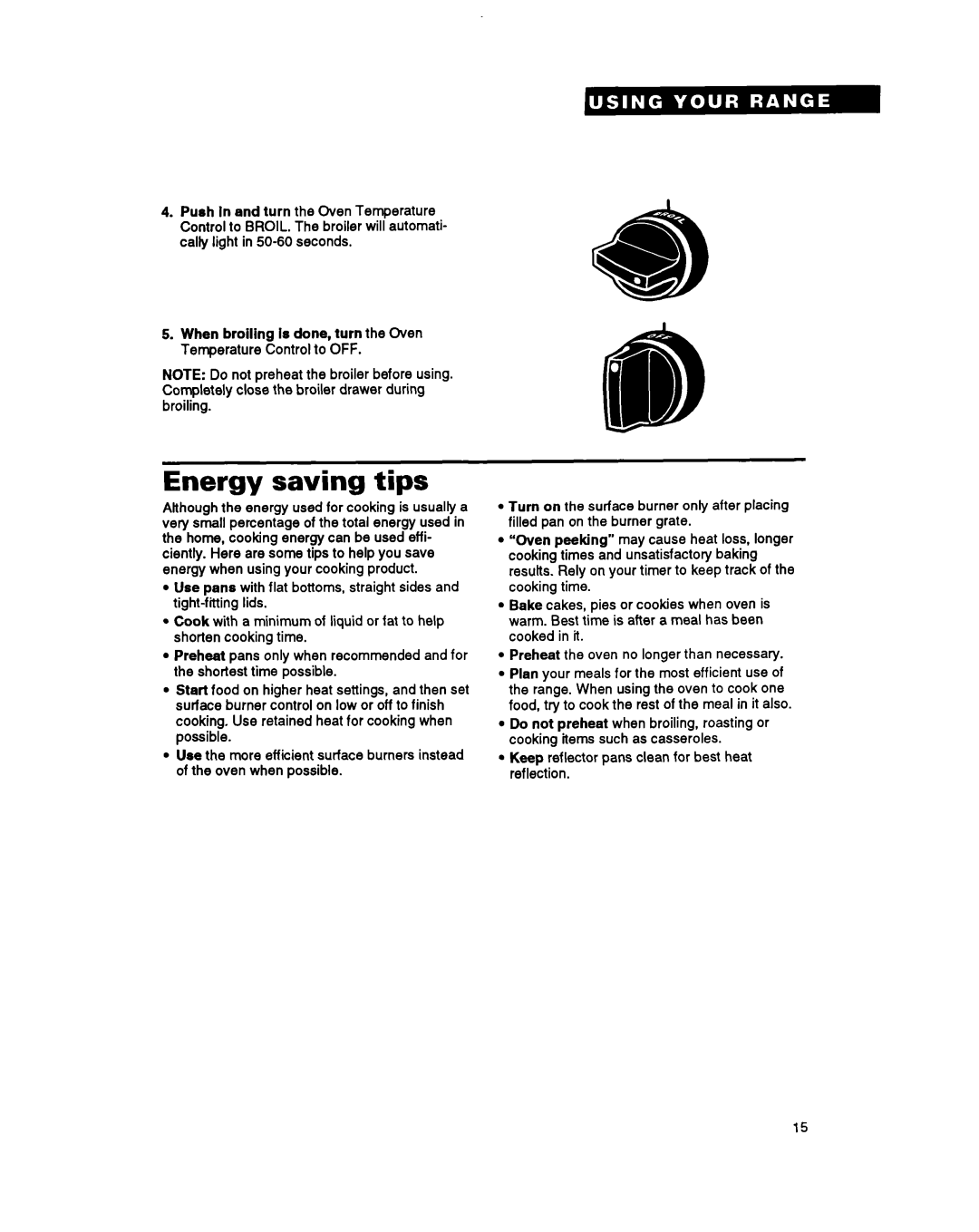 Whirlpool SF314PSY manual Energy saving tips 