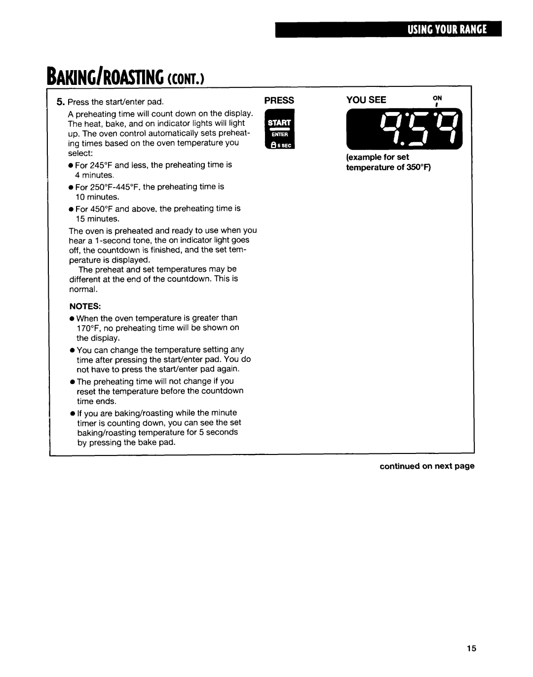 Whirlpool SF315PEE warranty Baking/Roastingcont 