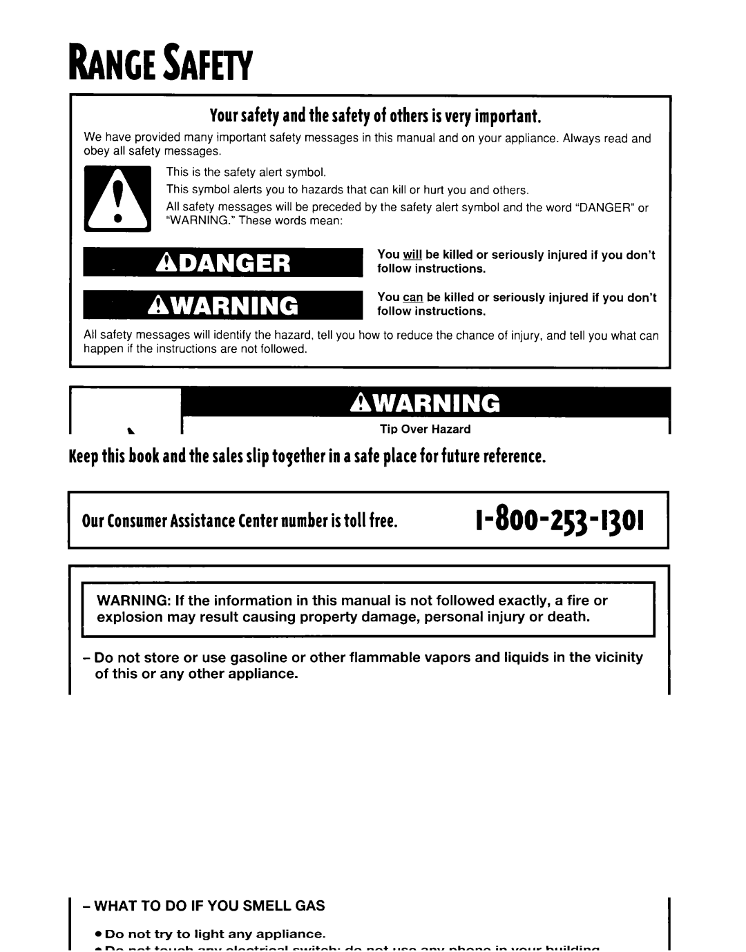 Whirlpool SF315PEE warranty Rancesafety, Yoursafetyandthesafetyof othersisveryimportant 