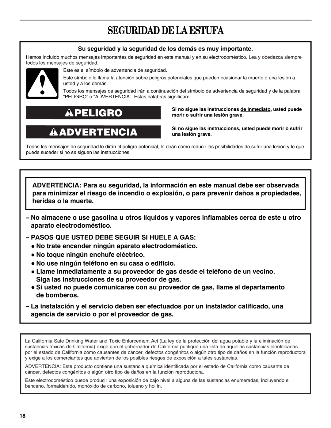 Whirlpool SF315PEPB1 manual Seguridad DE LA Estufa, Su seguridad y la seguridad de los demás es muy importante 