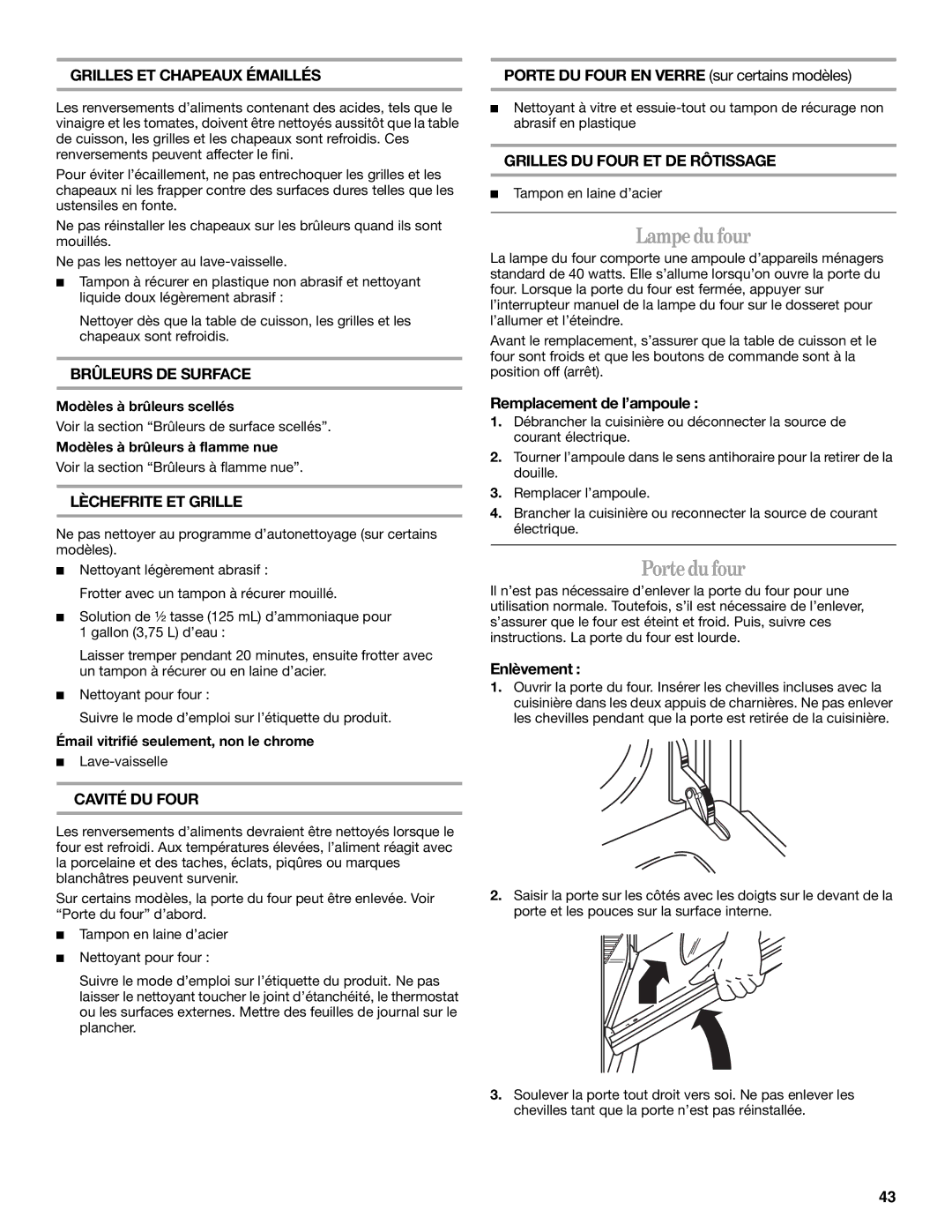 Whirlpool SF315PEPB1 manual Lampedu four, Portedu four 