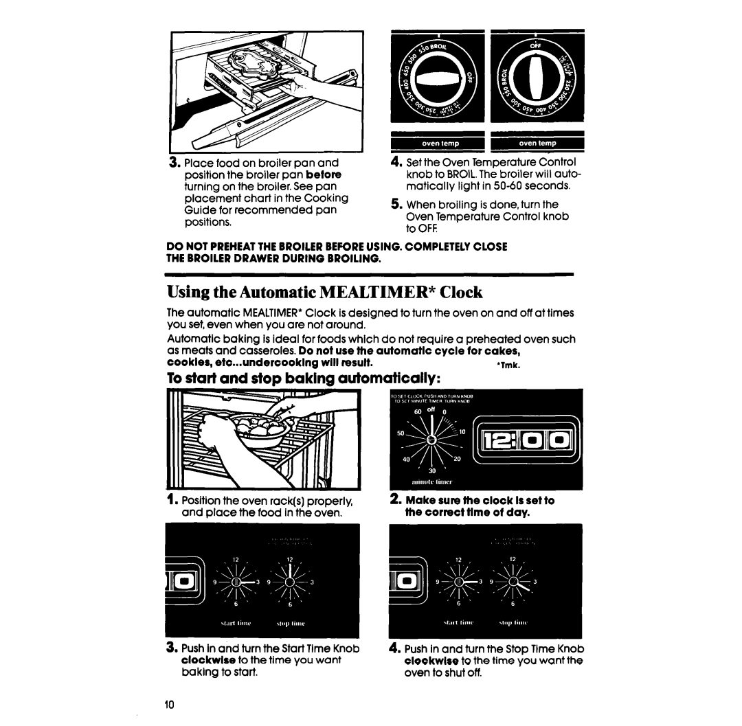 Whirlpool SF316PES, SF336PES manual Using the Automatic MEALTIMER* Clock, To start and star baklna automatically 