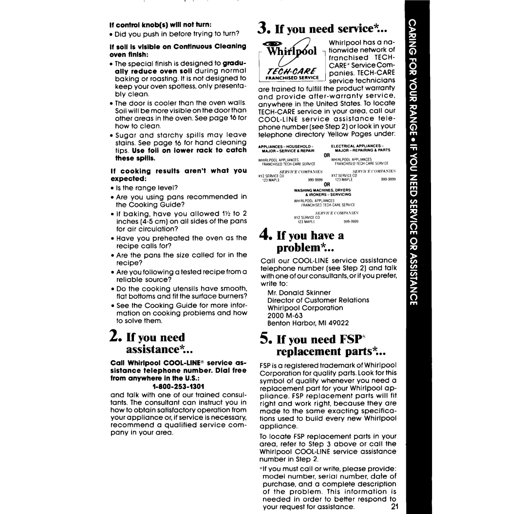 Whirlpool SF336PES, SF316PES manual If you need setice?, If you need assistance% 