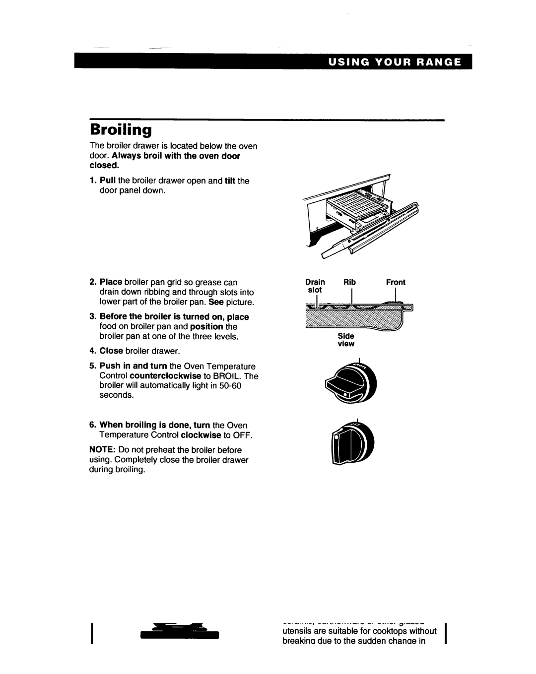 Whirlpool SF317PEA, SF317PCA manual Broiling 