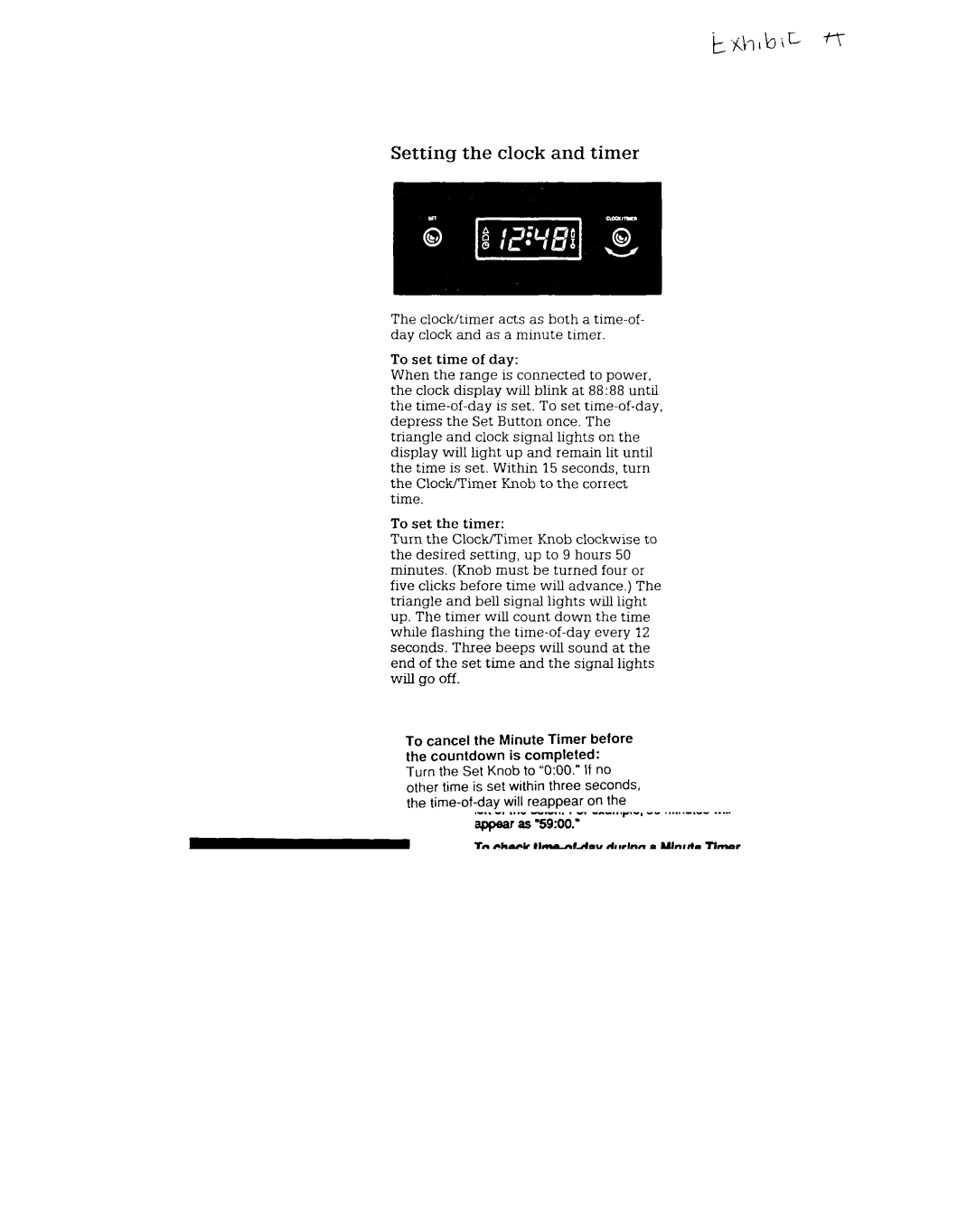 Whirlpool SF317PEX, SF337PEX manual To set the timer, To cancel the Minute Timer before the countdown is completed 