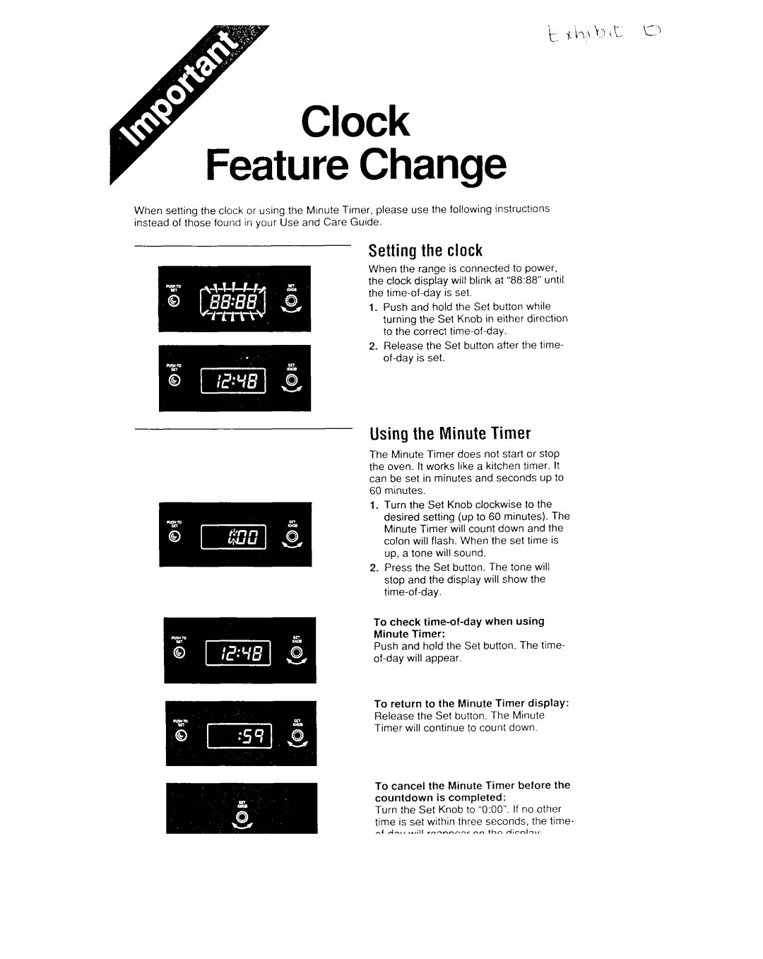 Whirlpool SF337PEX, SF317PEX manual To check time-of-day when using Minute Timer, To return to the Minute Timer display 