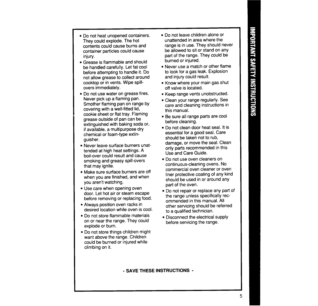 Whirlpool SF31OOEW, SF3300EW, SF31OPEW manual Disconnect the electrical supply before servicing the range 