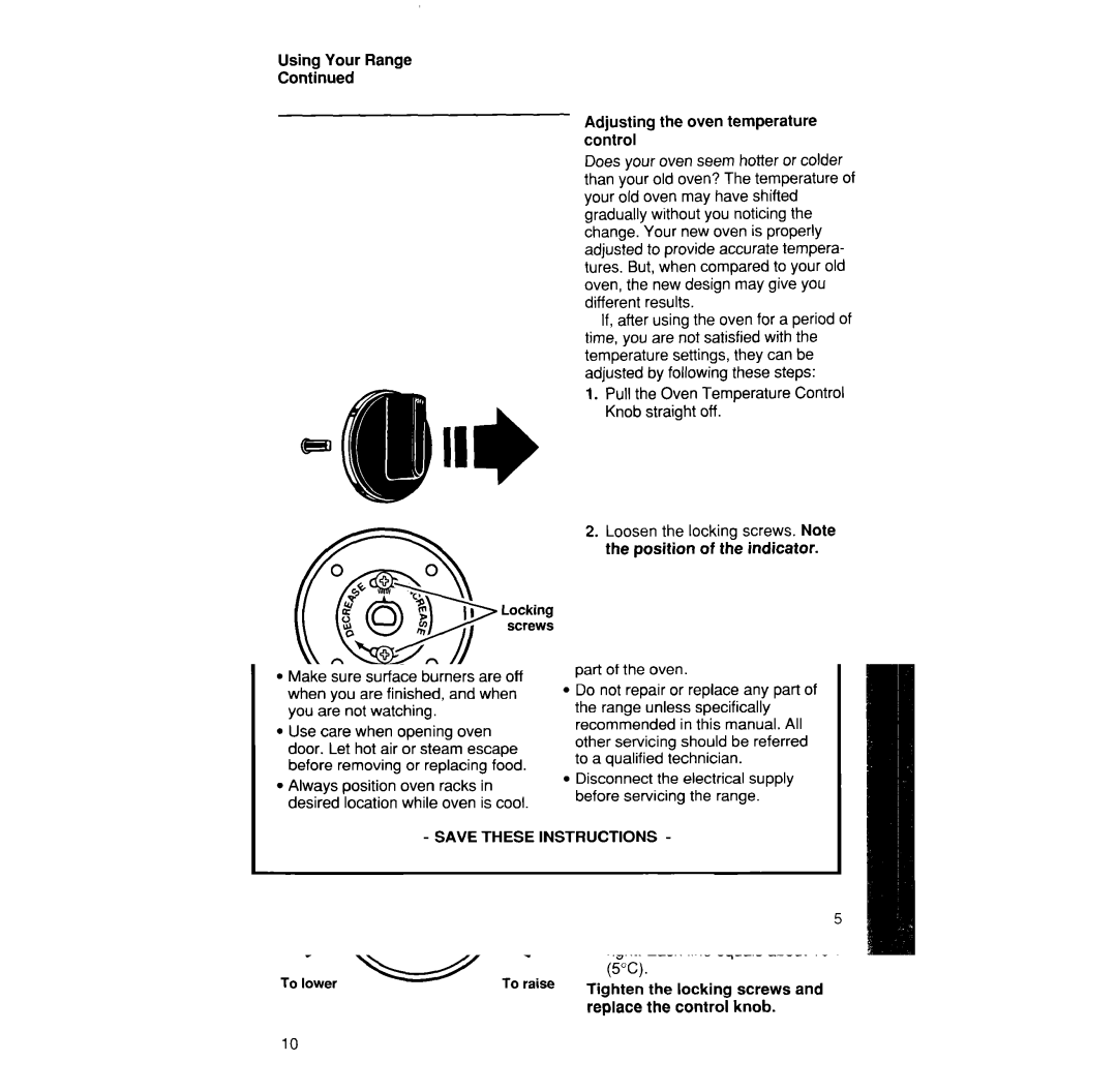 Whirlpool SF330PEW manual Locking screws 