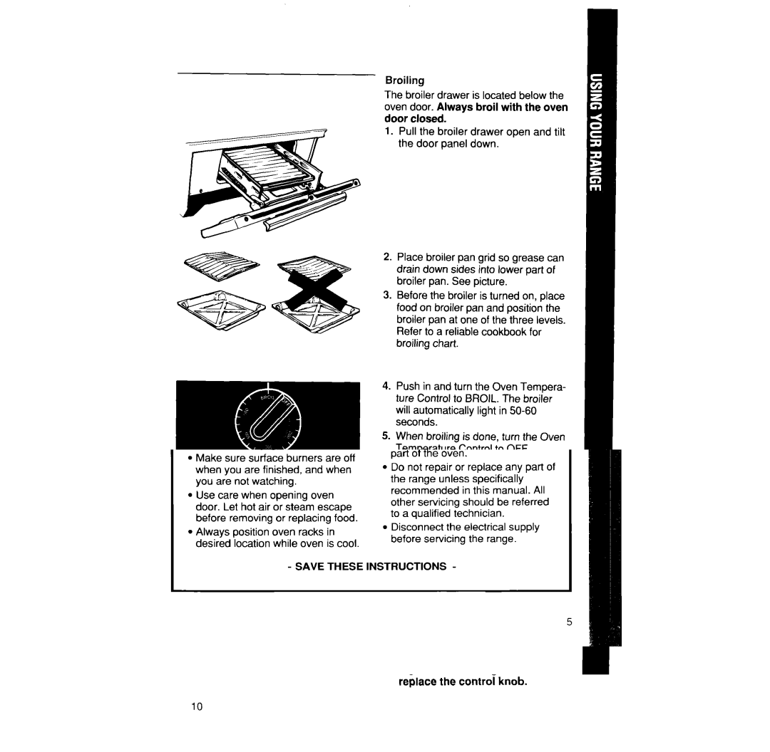 Whirlpool SF330PEW manual Broiling 