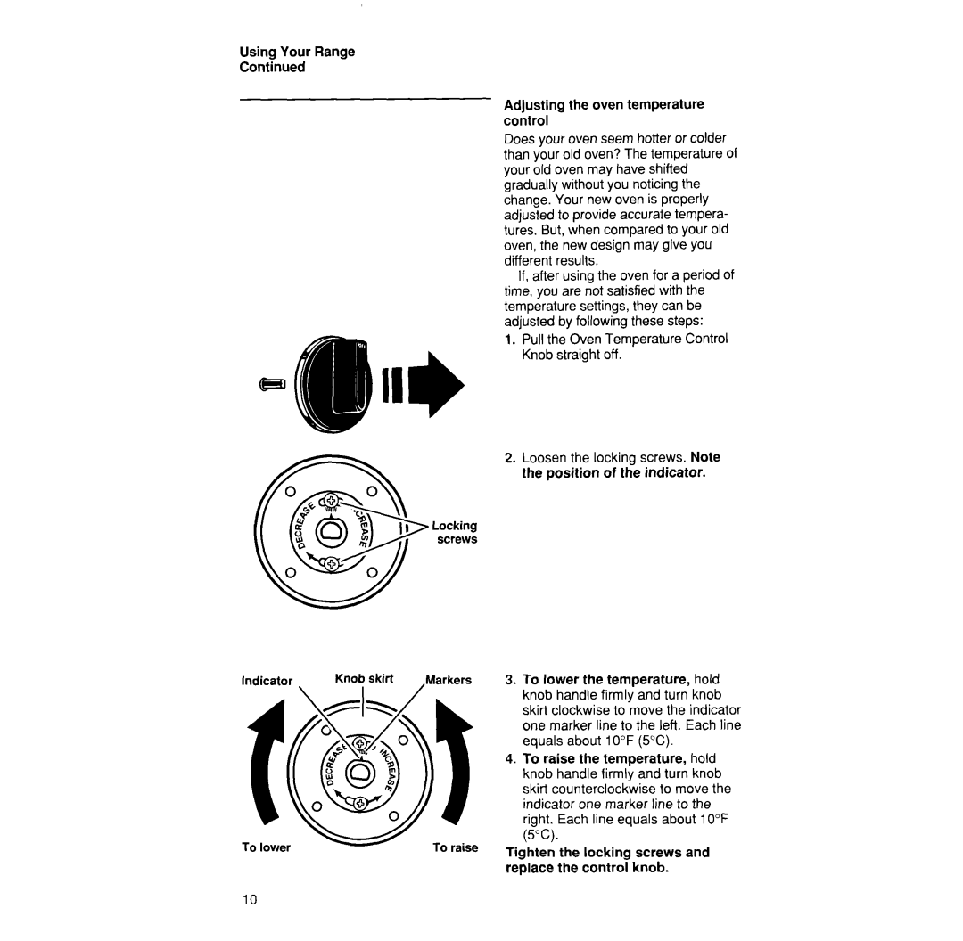 Whirlpool SF330PEW manual Using Your Range Continued 