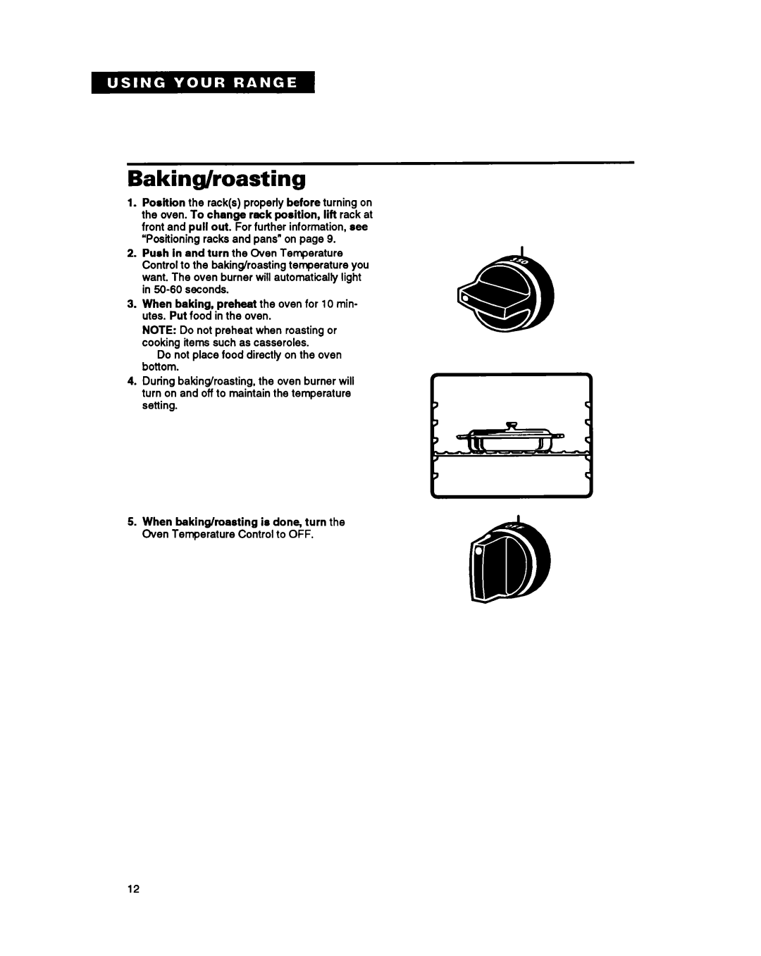 Whirlpool SF330PEY, SF310PEY manual Baking/roasting 