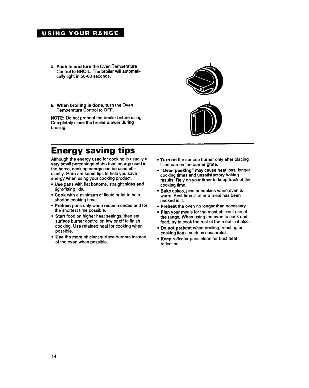 Whirlpool SF330PEY, SF310PEY manual Energy saving tips 