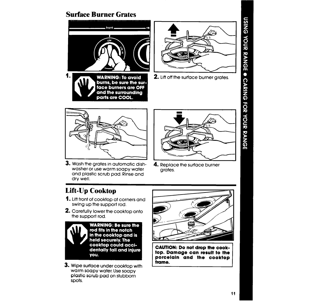 Whirlpool SF331PSR manual Surface Burner Grates, Lift-Up Cooktop 