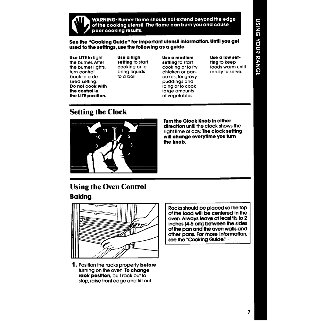 Whirlpool SF331PSR manual Using the Oven Control, Baking, Until you get, Knob 