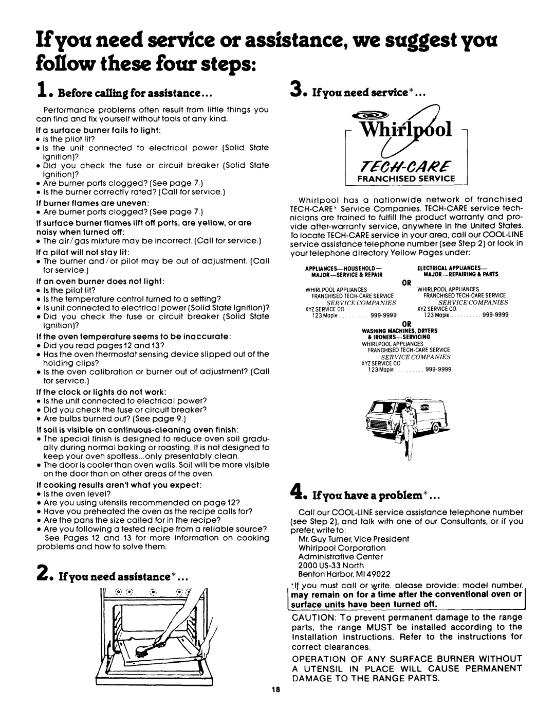 Whirlpool SF335EEPW0 manual 1l Before calling for assistance 