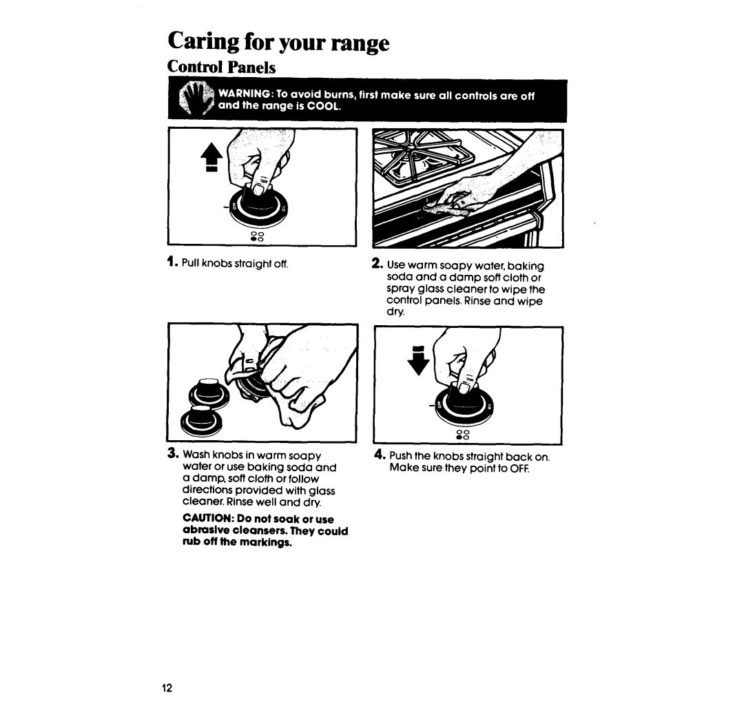 Whirlpool SF335ESR/ER, SF315ESR/ER manual Caring for your range 