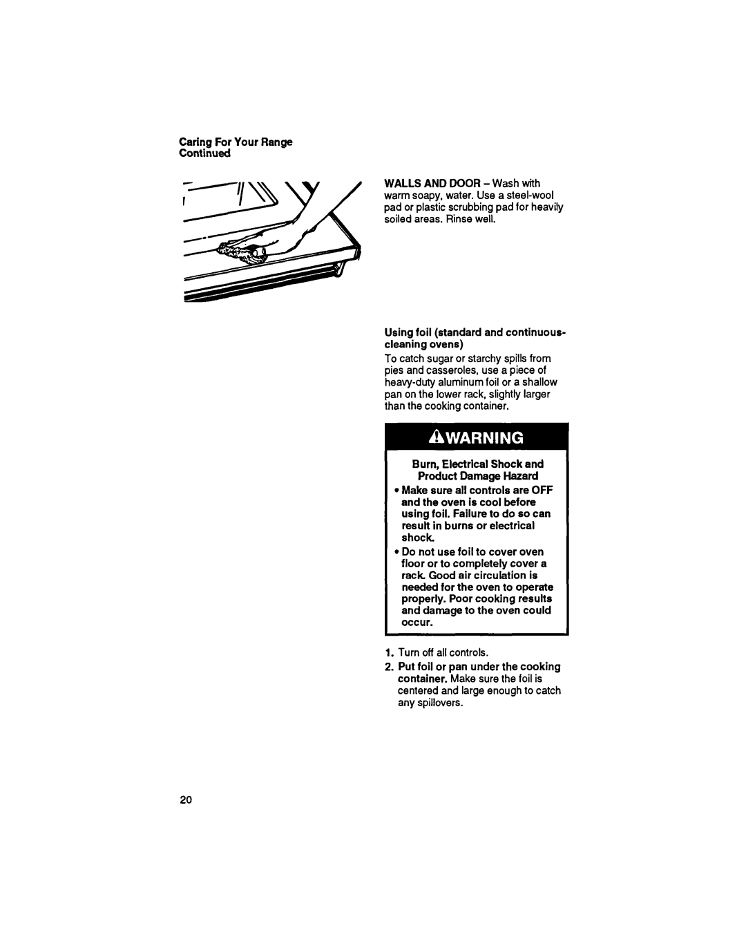 Whirlpool SF33OPEW manual Caring For Your Range Continued 
