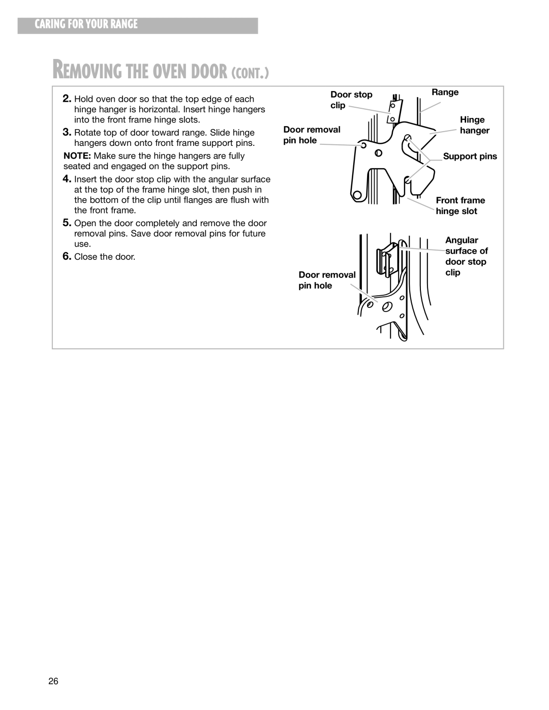 Whirlpool SF350BEG warranty Removing the Oven Door 