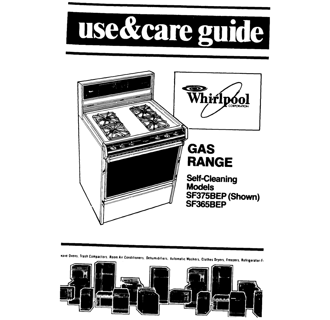 Whirlpool SF375BEP, SF365BEP manual 