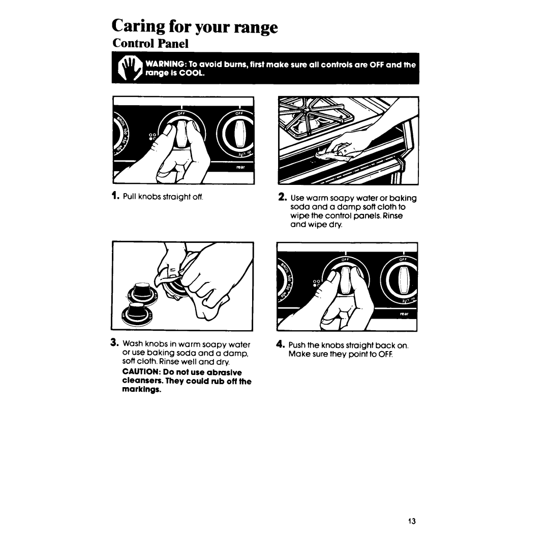 Whirlpool SF375BEP, SF365BEP manual Caring for your range, Control Panel 