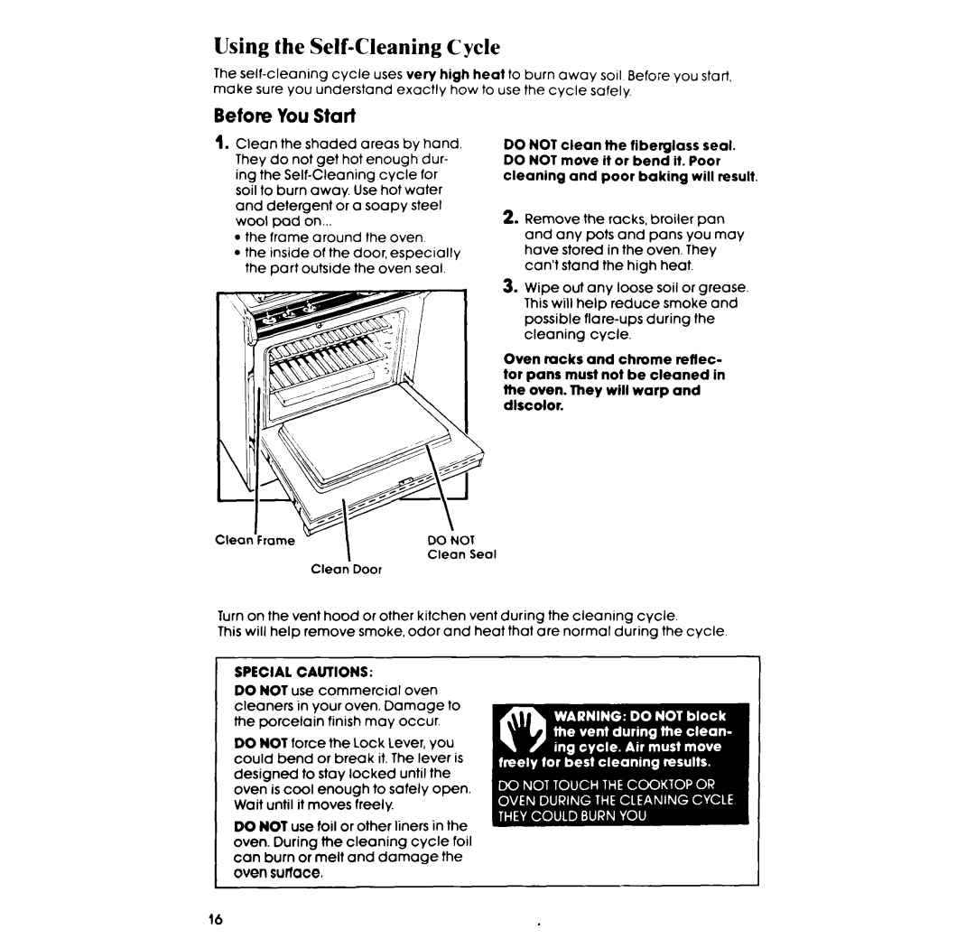 Whirlpool SF375BEP, SF365BEP manual Using the Self-Cleaning Cycle, Before You Start 