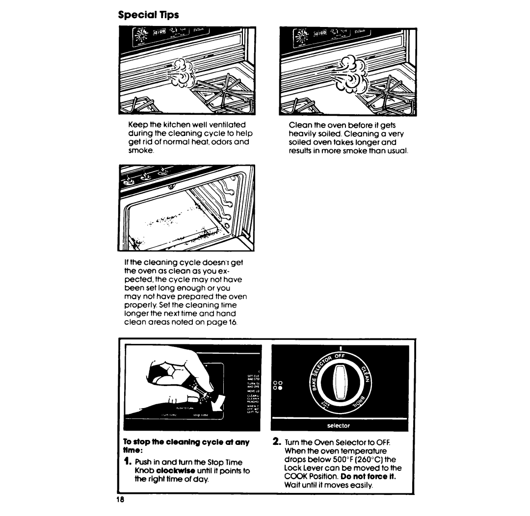 Whirlpool SF375BEP, SF365BEP manual Special flps, To stop the cleaning cycle at any ttme 