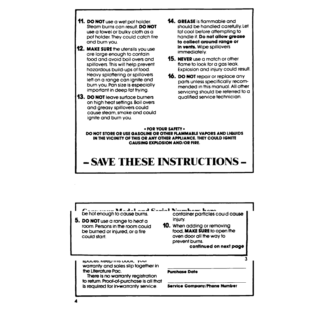 Whirlpool SF375BEP, SF365BEP manual SAW These Instructions, Copy your Model and Serial Numbers here 