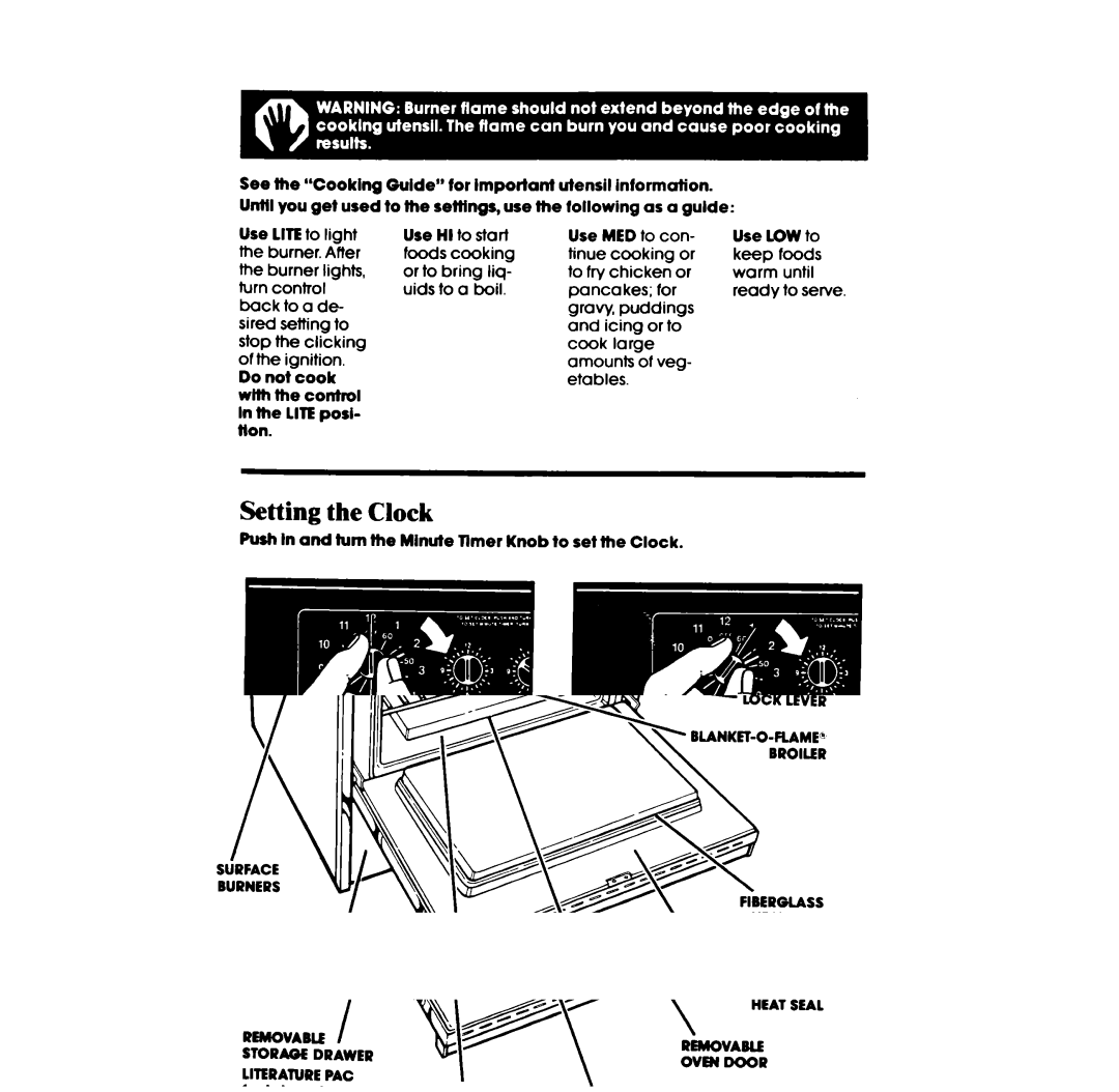 Whirlpool SF375BEP, SF365BEP manual Setting the Clock 