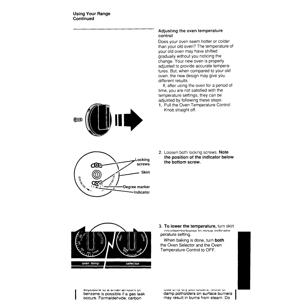 Whirlpool SF365BEW, SF370PEW manual Clockwise to move indicator one 